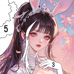 down Anime Color by Number game